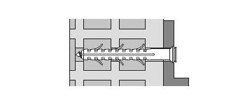 Дюбель распорный нейлоновый PA 6 с потайной головкой + саморез с потайной головкой, шлиц Pozi или Torx.