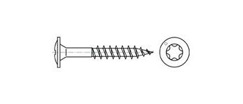 схема саморезы SPAX-S TORX для дерeвянных конструкций с прессшайбой, желтый цинк, тефлоновое покрытие