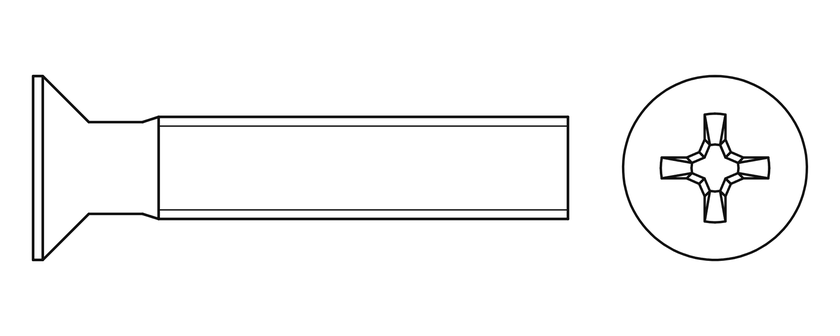 Чертёж винта ISO 7046-1 с потайной головкой