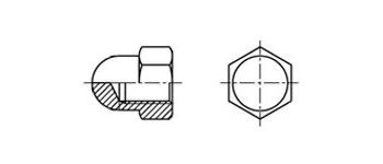 Гайка колпачковая из стали A2 (10Х18Н10), A4