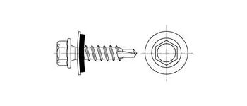 кровельные саморезы, оцинкованные, с шайбой и резиновой прокладкой EPDM