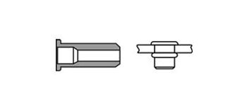 Заклепка гаечная M10 х 1.5 LF ж.ц. с фланцем (насечка),вытяжная. L= 21мм D цил=12,9