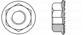 Гайка с фланцем и насечкой DIN 6923, нержавеющая сталь